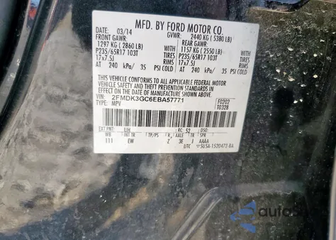 2014 Ford Edge Se z USA, uszkodzony, nr VIN 2FMDK3GC6EBA57771